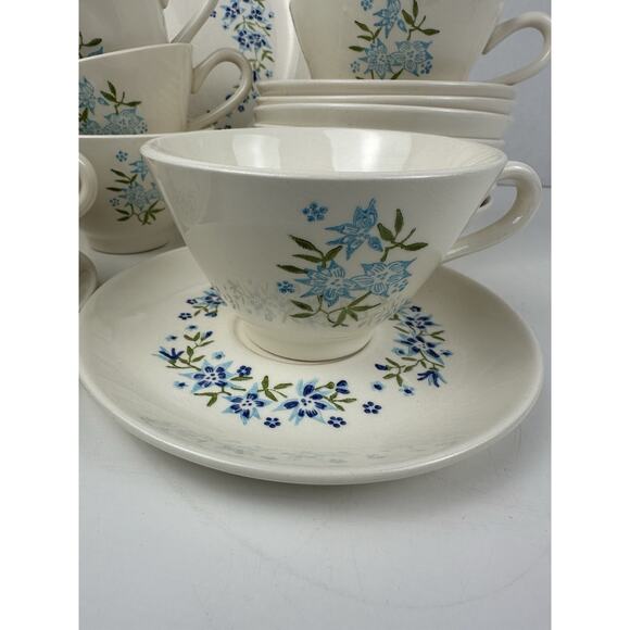 Stetson Ring Of Blue Flowers China VTG Aqua & Blue floral Set Of 24 - Picture 2 of 9